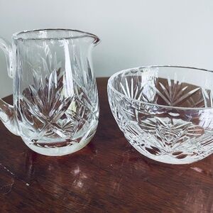 Vintage Elegant Crystal Creamer and Sugar Set, Fine Cut Crystal